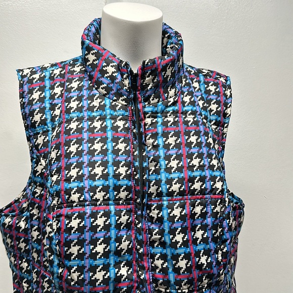 Woman Within Puffer Vest Sleeveless Full Zip Houndstooth Plaid Plus Size 14 16 - Picture 2 of 8